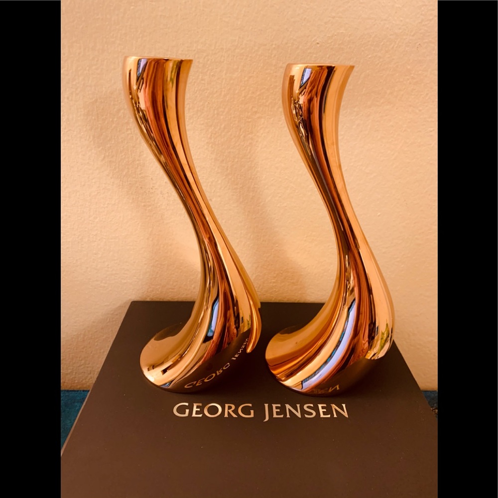 Georg Jensen 18k Rose Gold Medium Candleholder Set